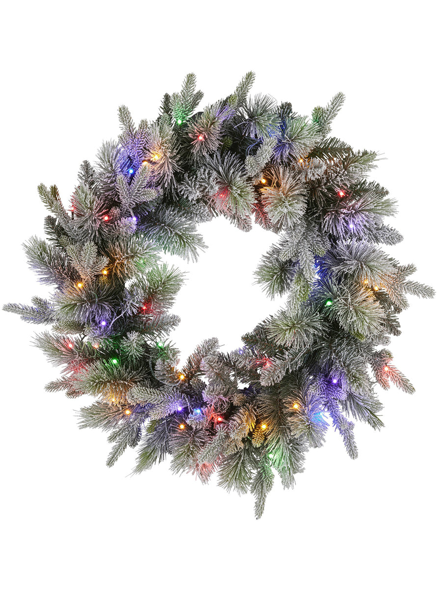 Snowy Stamford Spruce Prelit 76cm Christmas Wreath Decoration - Alternate Image 1