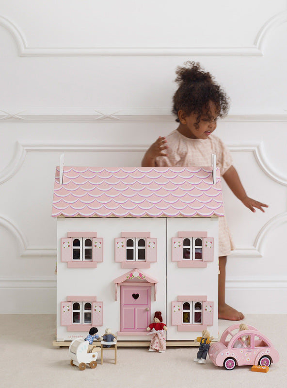 Sophie's Pink and White Wooden Doll House