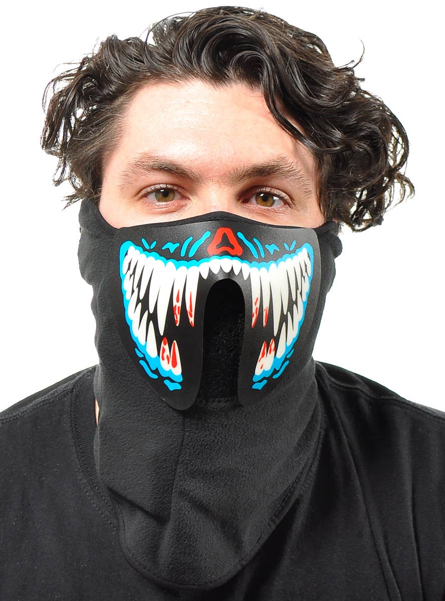 Image of Bloody Blue Teeth Sound Activated Light Up Mask - Main Image