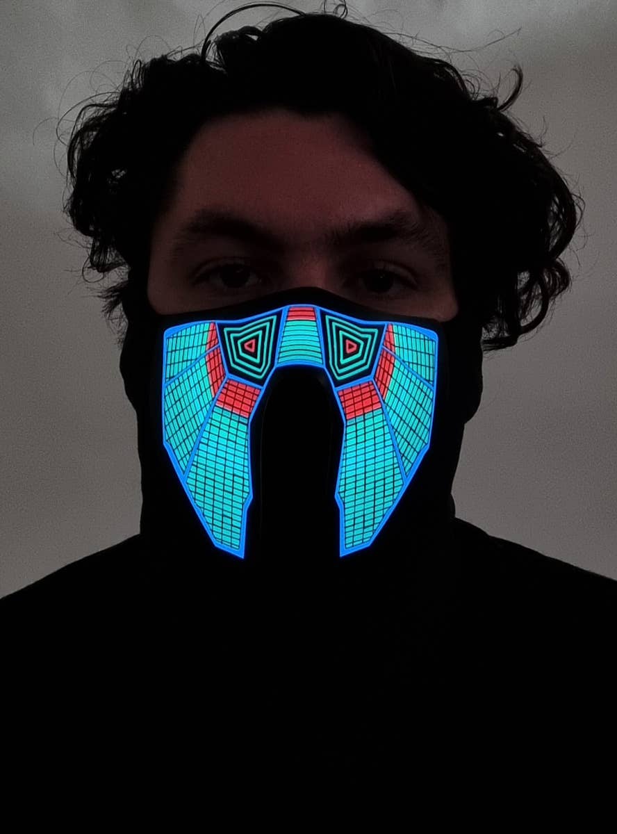 Image of Tribal Wave Sound Activated Light Up Mask - Light Up Image