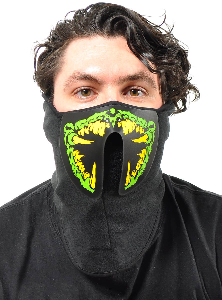 Image of Monster Green and Yellow Teeth Sound Activated Light Up Mask