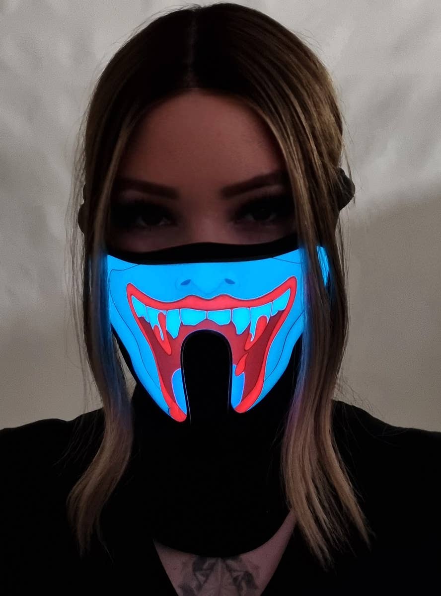 Image of Vampire Fangs Sound Activated Light Up Mask - Light Up Image