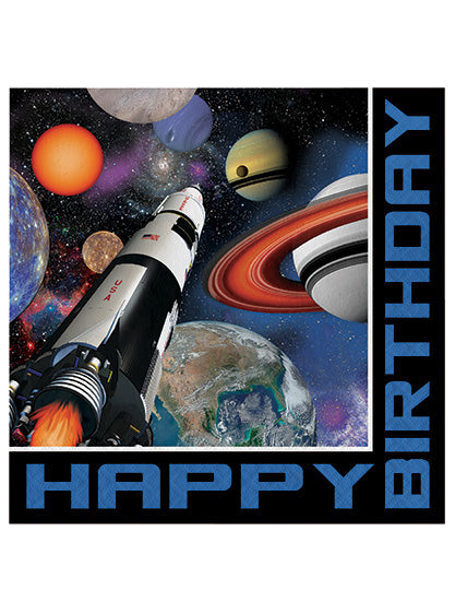 Space Blast 16 Pack Happy Birthday Lunch Napkins – Main Image