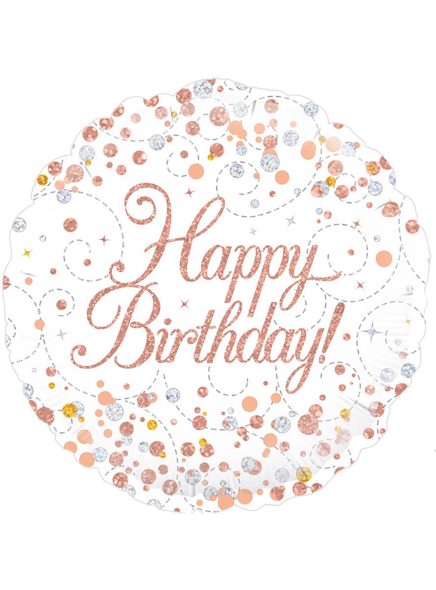Image of Sparkling Fizz Rose Gold Happy Birthday 45cm Foil Balloon