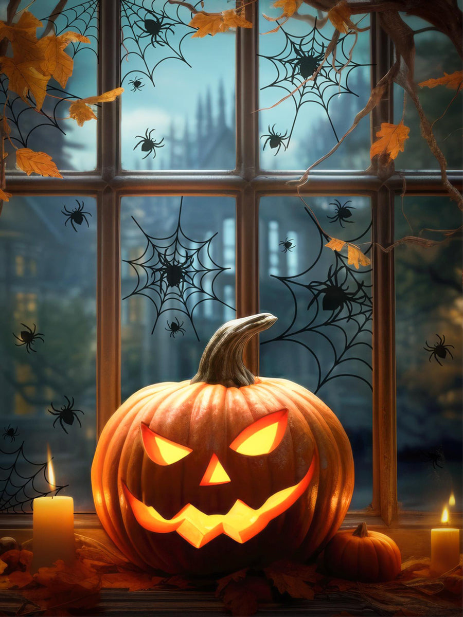 Halloween Spiders and Webs Window Stickers - Lifestyle Image