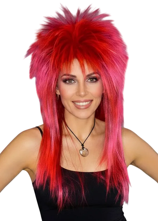 Womens Black And Pink Spiky Vamp Costume Wig - Main Image