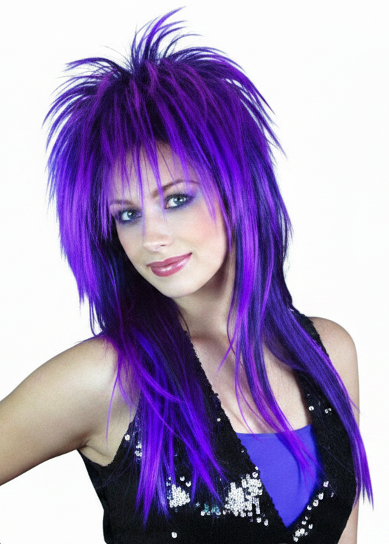 Womens Black And Purple Spiky Vamp Costume Wig - Main image