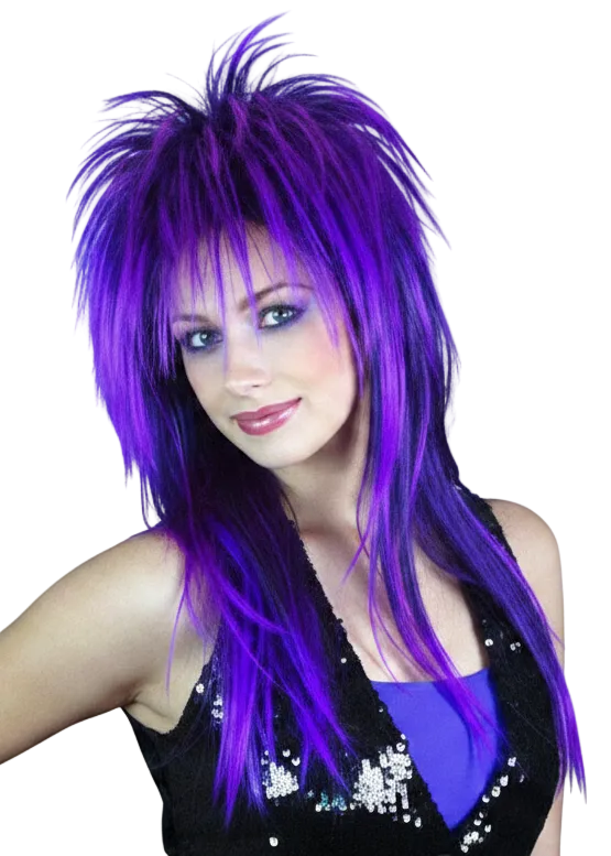 Womens Black And Purple Spiky Vamp Costume Wig - Main image