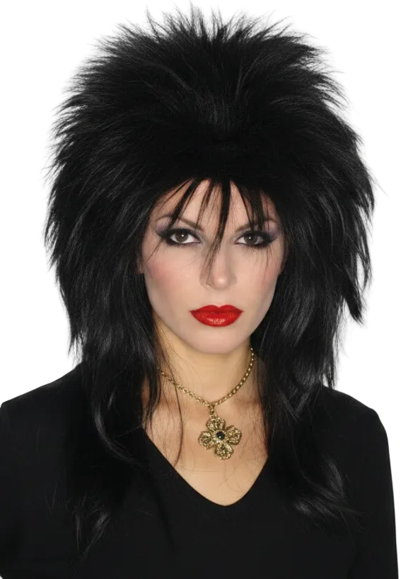 Womens Short Black Spiky Vamp Costume Wig - main image