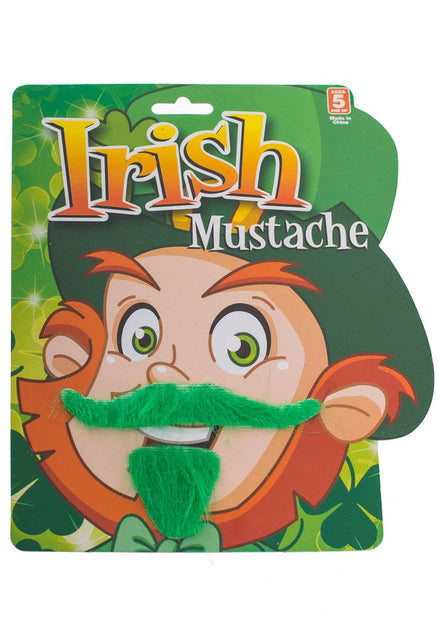 Green Leprechaun Fake Moustache And Goatee Costume Accessory