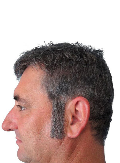 Straight Grey Costume Sideburns - Main Image