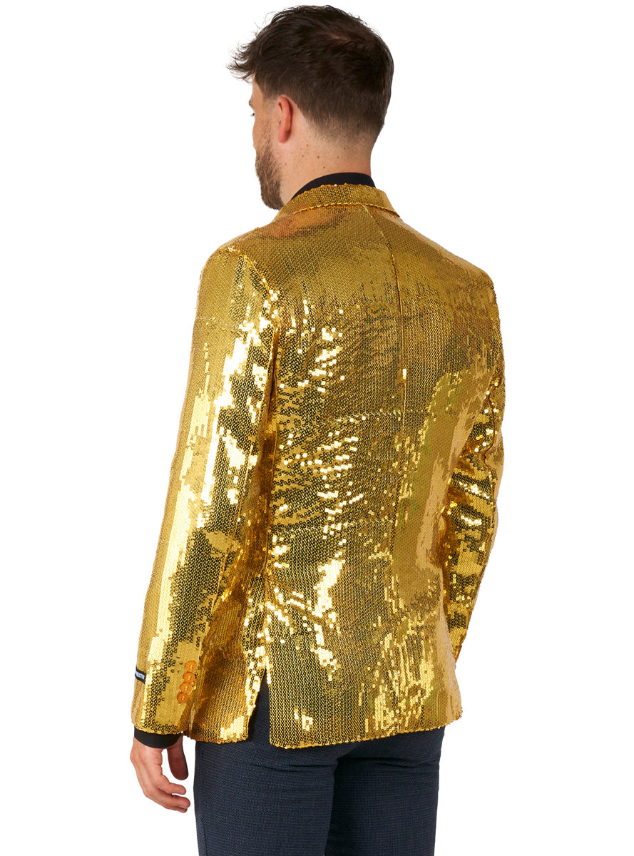 Gold Sequinned Costume Jacket for Men - Back Image