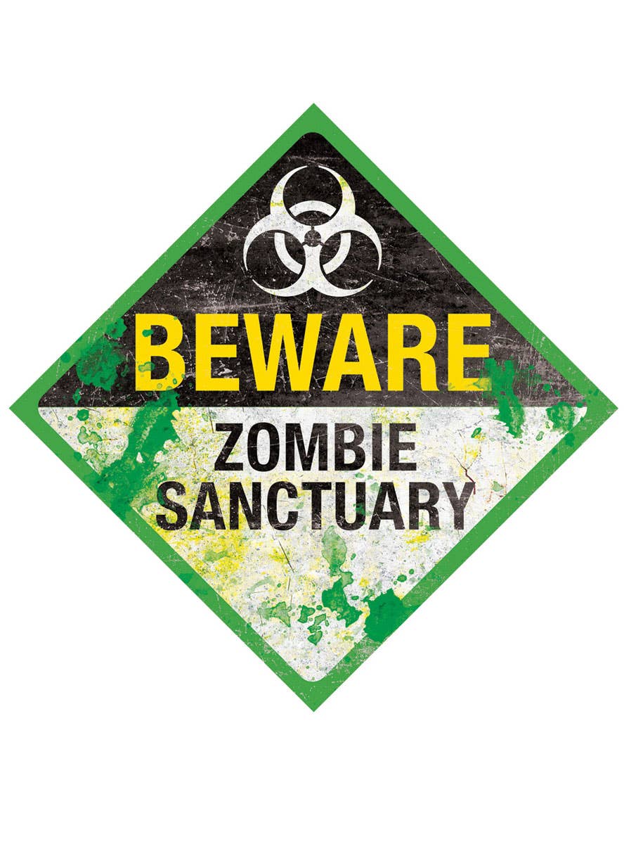 Magnetic Halloween Sign Decoration - Beware Zombie Sign Close Image
