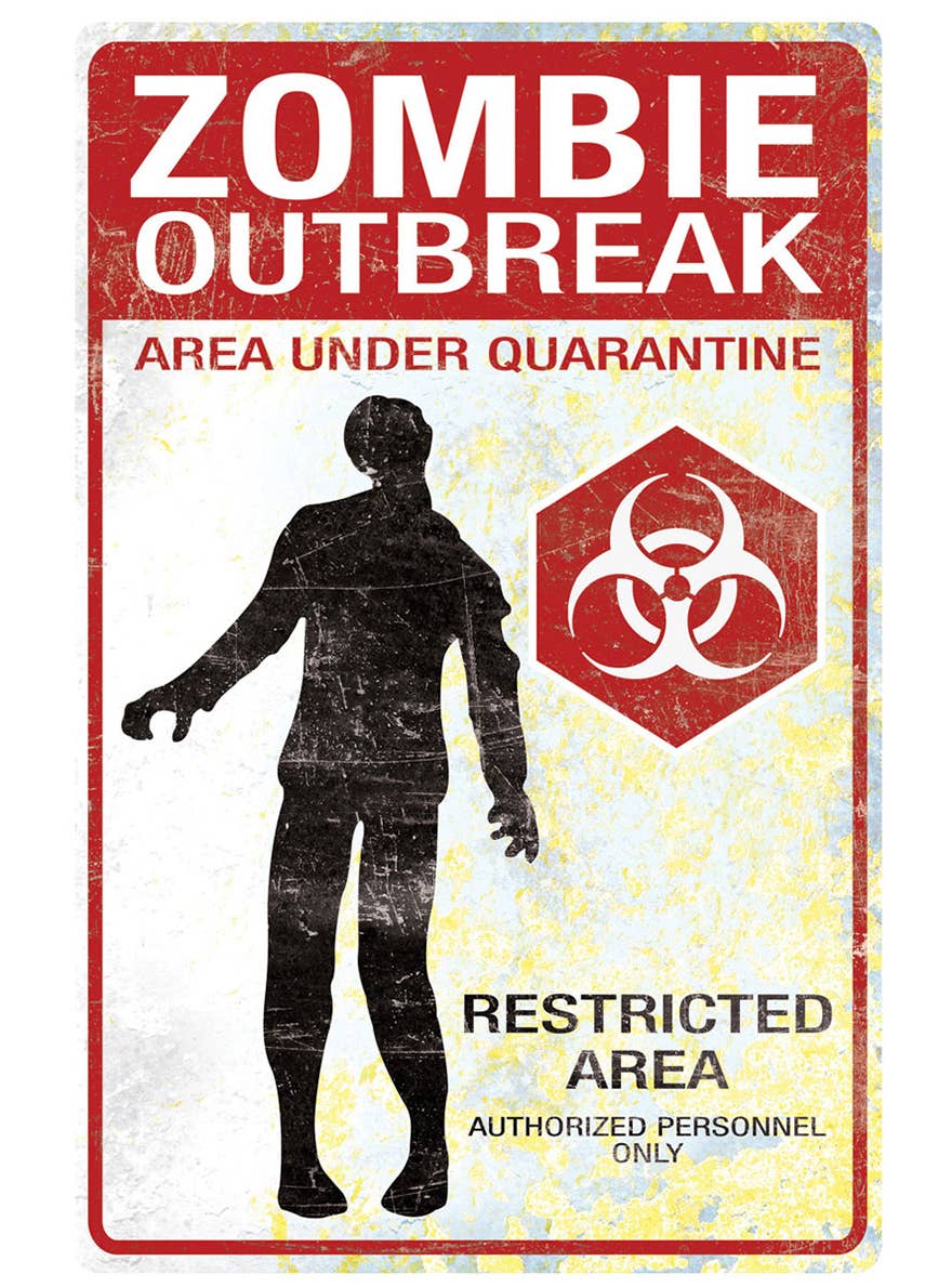 Magnetic Halloween Sign Decoration - Zombie Outbreak Sign Close Image