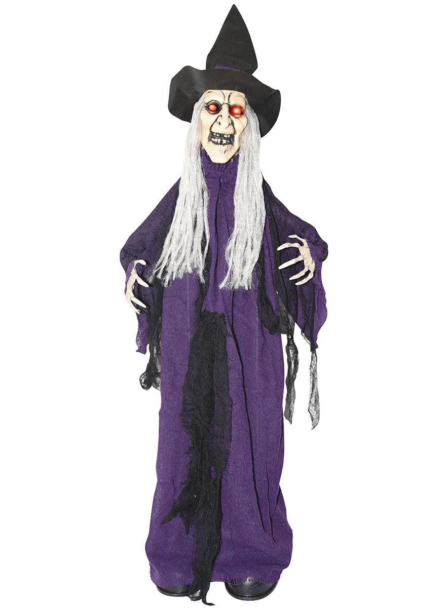 Standing Animated Light Up Purple Witch Halloween Decoration