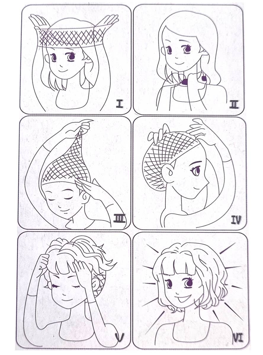 Image of Control Tan Open End Hair Net Wig Cap - Instructions Image