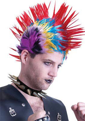 Large Silver Spiked Punk Rocker Costume Choker Necklace