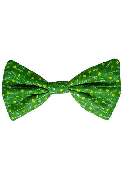 Irish Green Satin Shamrock Bow Tie Costume Accessory