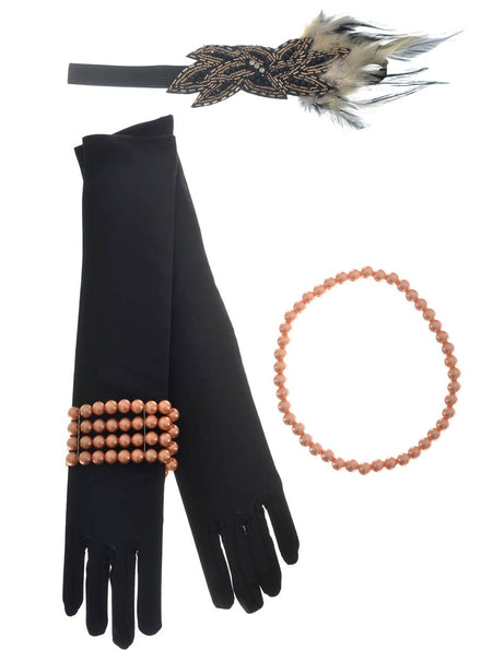 4 Piece Womens Flapper Costume Accessory Set