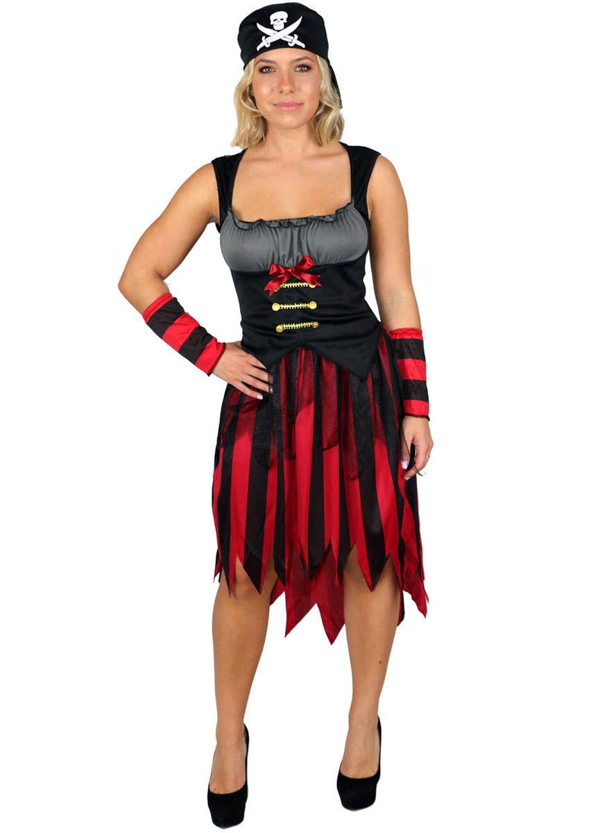 Black and Red Striped Pirate Beauty Women's Costume