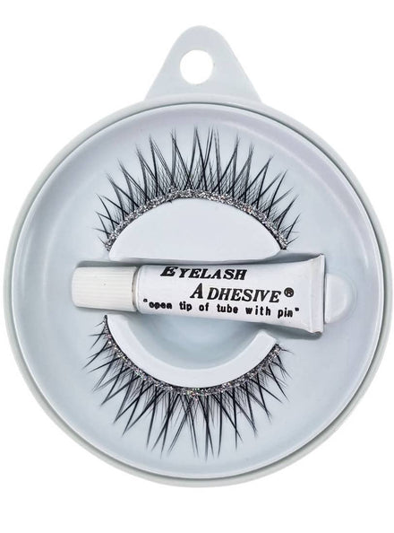 Black Cross Hatch Eyelashes with Silver Glitter Strip