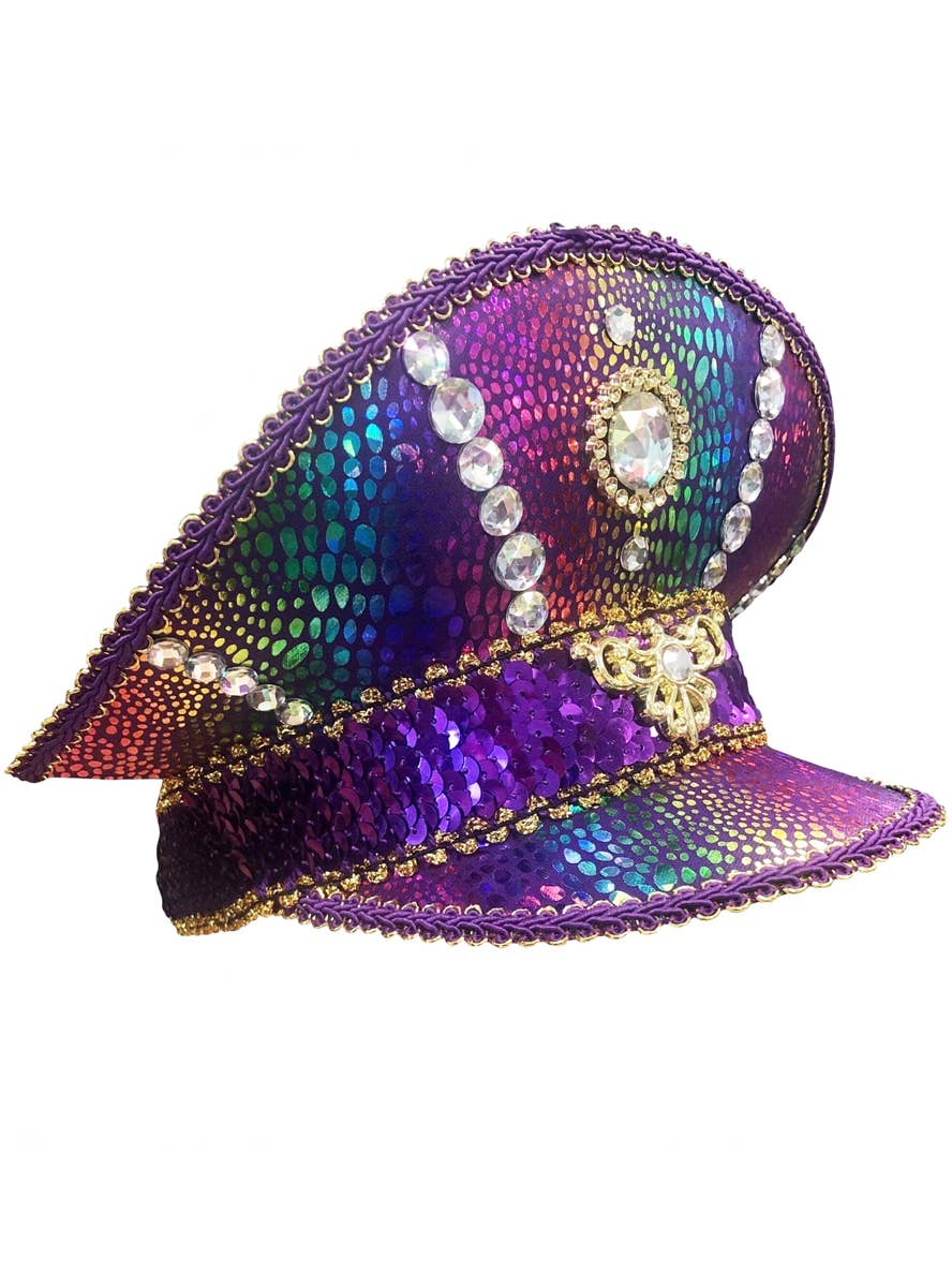 Purple Rainbow Metallic Deluxe Festival Cap Costume Accessory Main Image