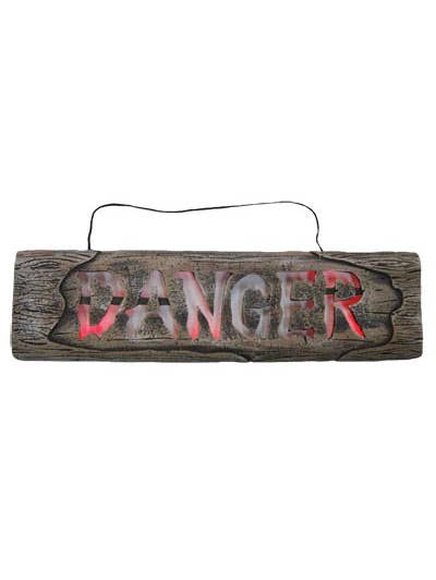 Hanging Light Up Danger Sign Halloween Decoration