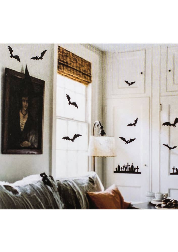 Halloween Bats and Gravestones Wall Decal Set View 3