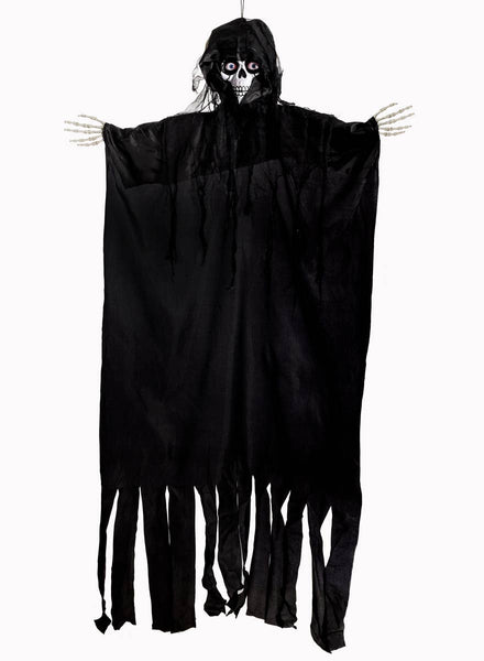 Life Size Black Animated Grim Reaper Halloween Decoration