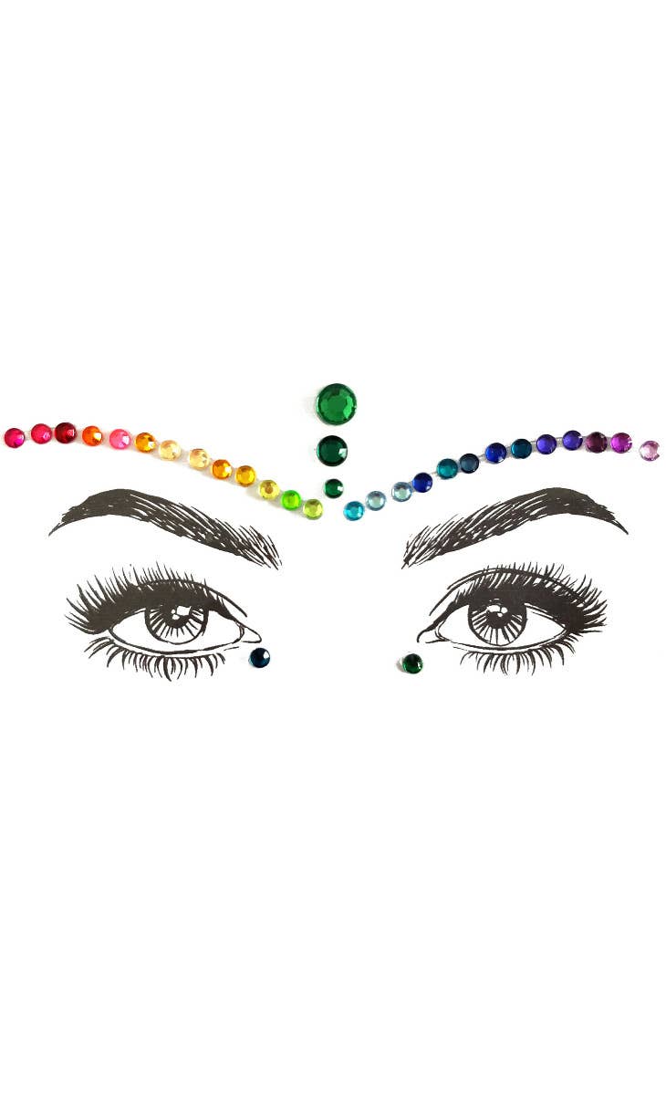 Diamond Daze Pride Rainbow Self Adhesive Mardi Gras Face Jewellery Costume Accessory Main Image