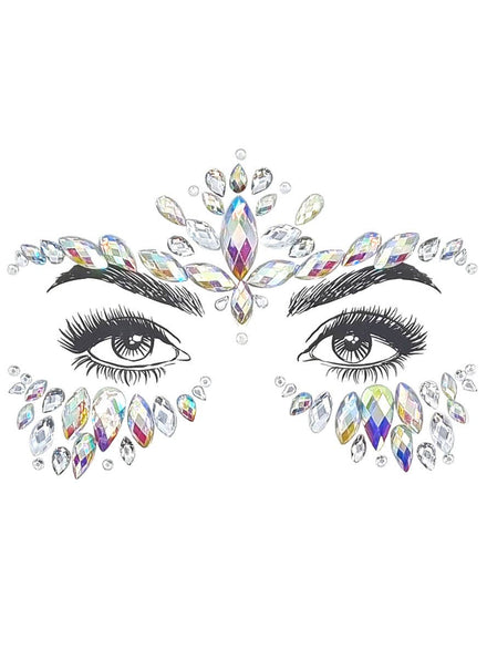 Sparkly Silver Mystique Stick On Face Gems - Main Image