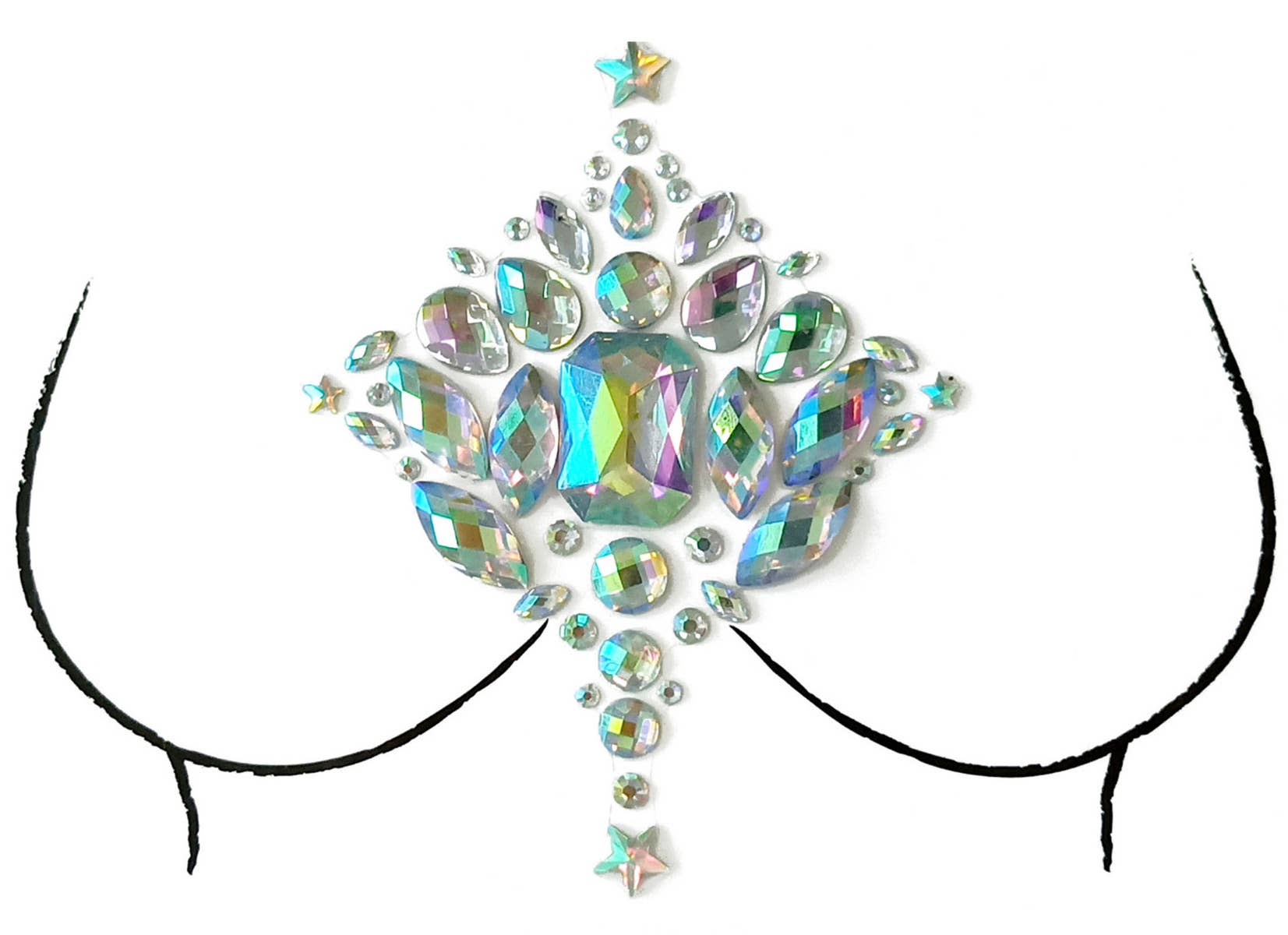 Self-adhesive Iridescent Festival Chest Jewels Costume Accessory Zoom Image