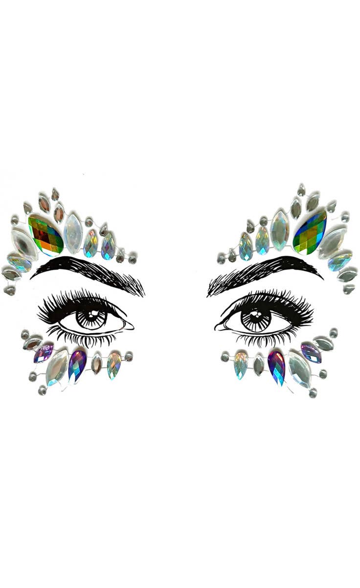 Unicorn Silver Face Jewels Decals Self Adhesive Festival Makeup Costume Accessory Main Image