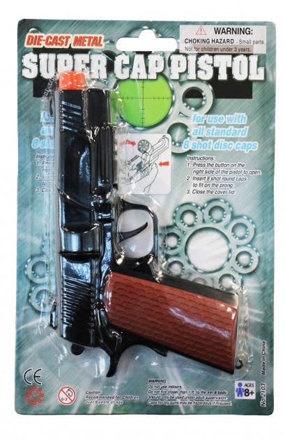 Black Metal Cap Gun Costume Accessory Pistol Alternate Image 1