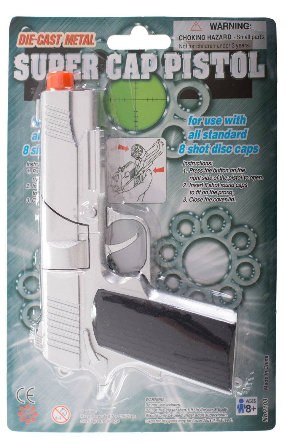 Silver Metal Cap Gun Costume Accessory Pistol View 2
