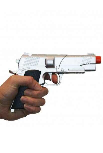 Silver Metal Cap Gun Costume Accessory Pistol View 3