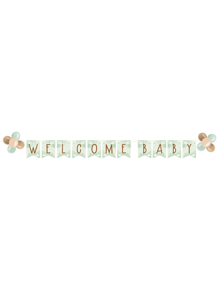 Teddy Bear Welcome Baby Banner Sign - Main Image