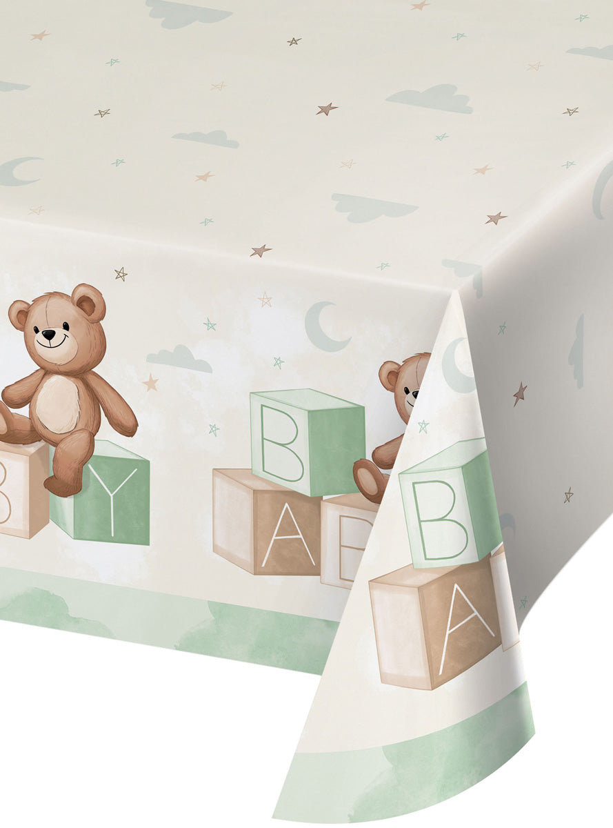 Teddy Bear Baby Shower Green Table Cover - Main Image