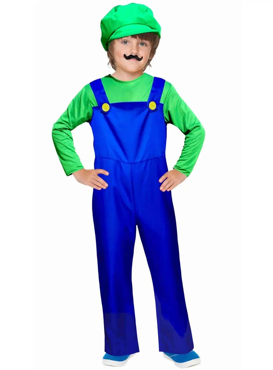 Image of Super Green Plumber Teen Boys Game Character Costume