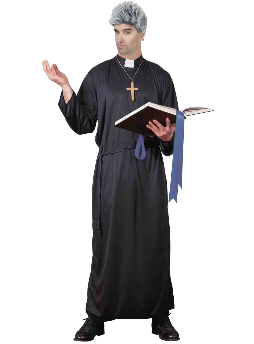 Classic Black Priest Plus Size Men's Costume - Alaternative Image