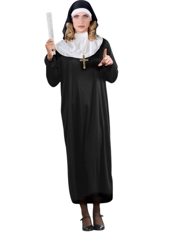 Women's Classic Plus Size Black Nun Dress Up Costume
