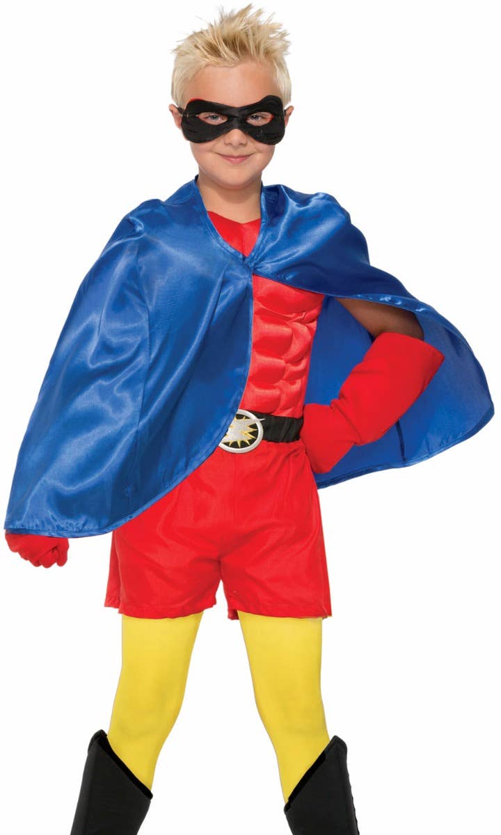 Kid's Blue Cape Costume Accessory Close Up Image