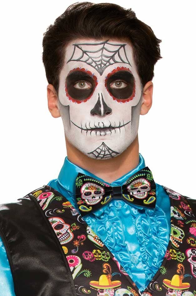 Sugar Skull Printed Bow Tie Costume Accessory