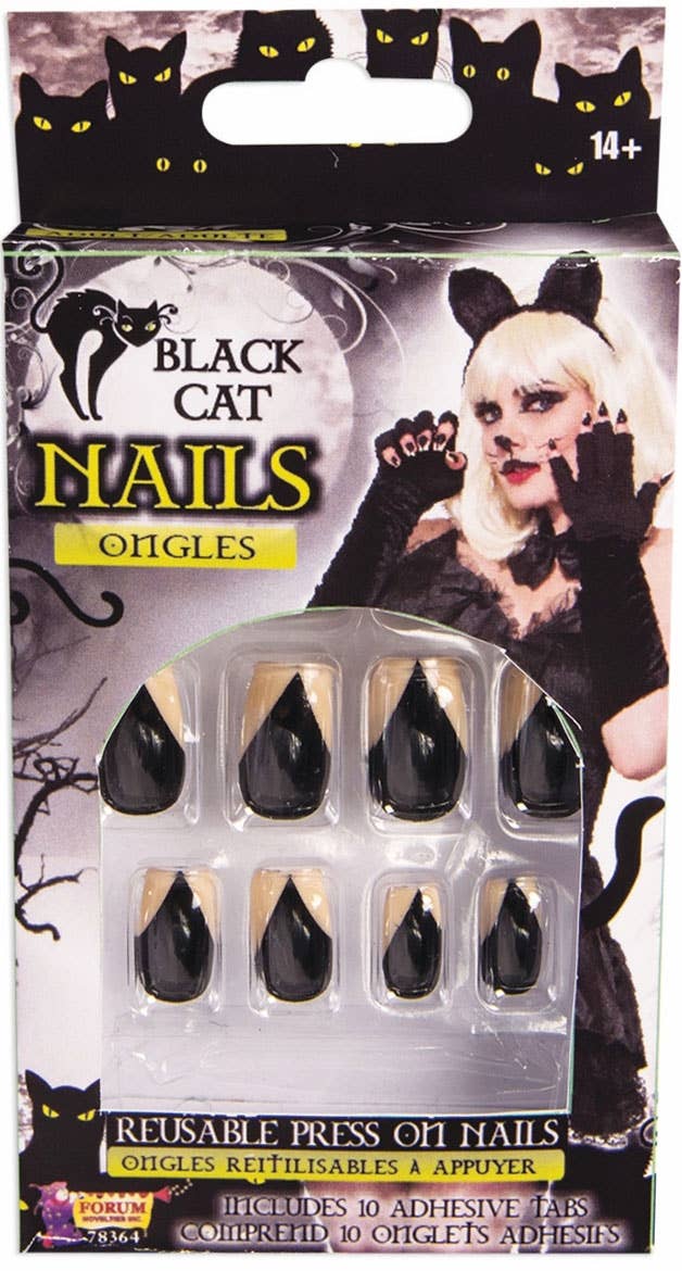 Black Cat Claw Stick on Finger Nails Image 1