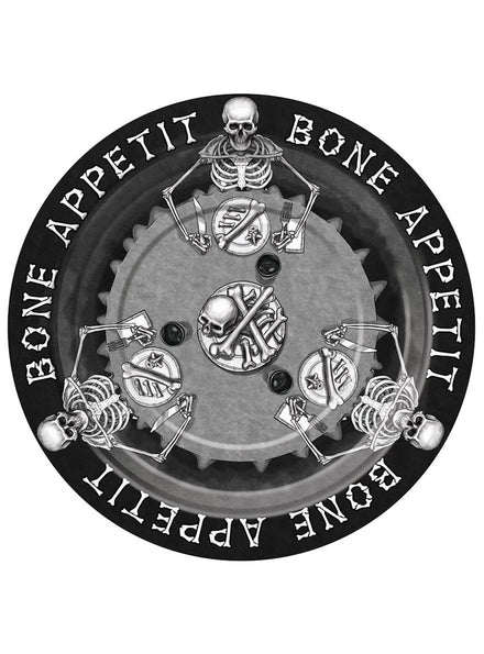 Large 23cm Bone Appetit Halloween Party Plates Set of 8