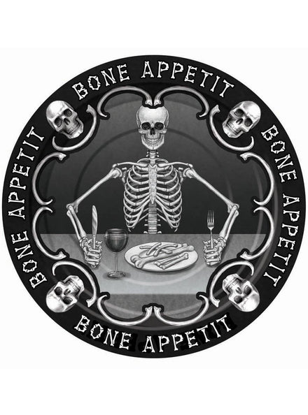 18cm Small Bone Appetit Halloween Party Plates Set of 8