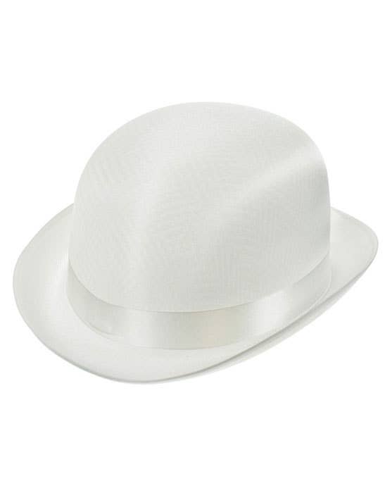Adults White Satin English Gentlemen's Bowler Hat