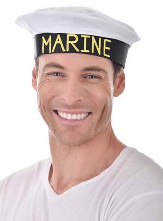 Adult's White and Black Marine Sailor's Costume Hat