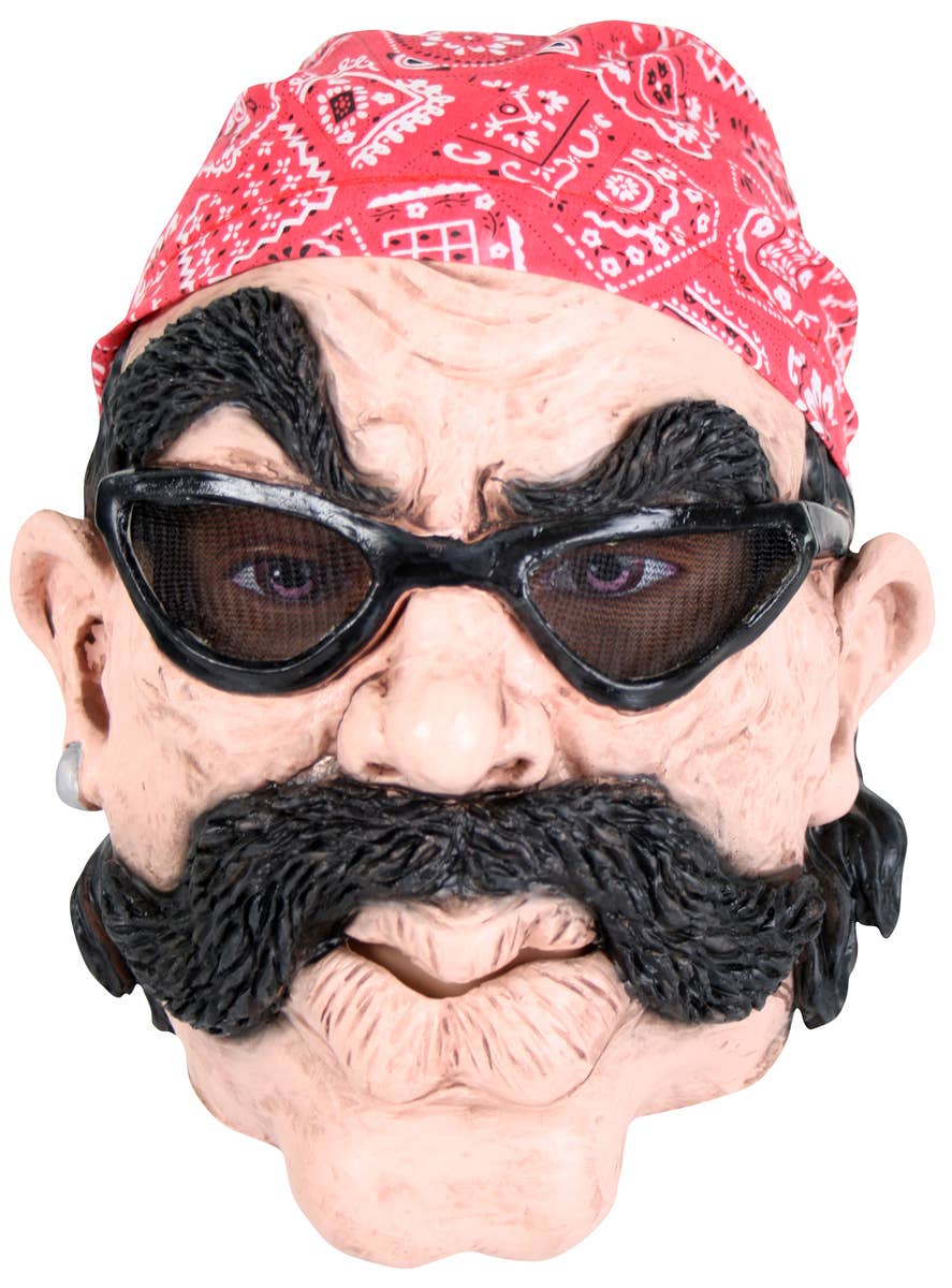 Rubber Latex Full Head Evil Biker Costume Mask for Adults