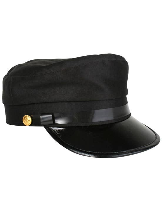 Adults Black Fabric Chauffeur Costume Hat with Vinyl Brim - Main View